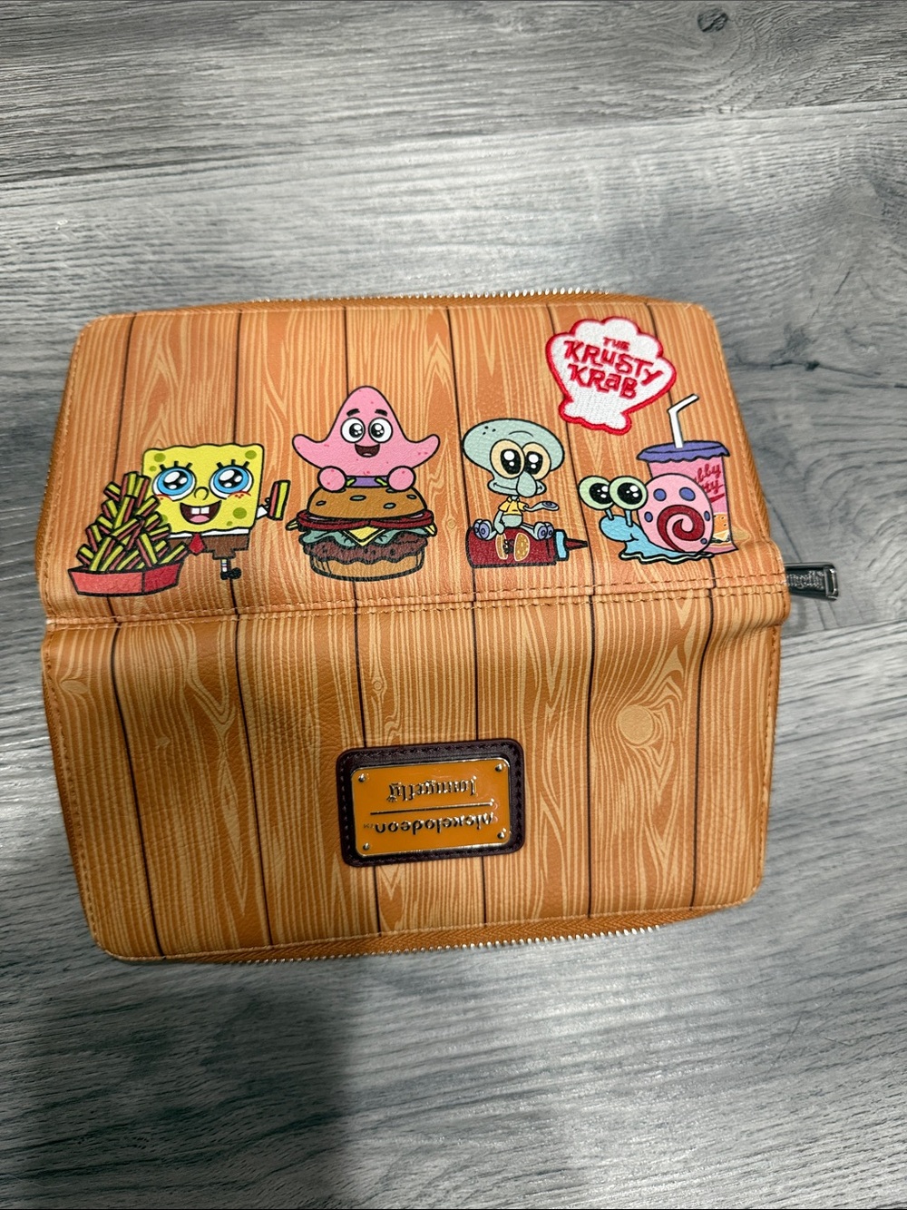 Loungefly SpongeBob Krusty Krab Woodgrain Cosmetic Pouch - Brown & Pink Accents